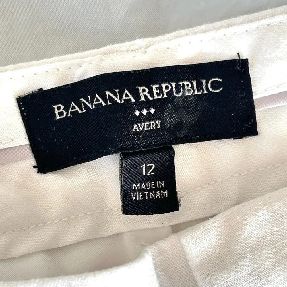 Banana Republic Women’s Avery Linen White Tapered Ankle Pants Size 12 EUC